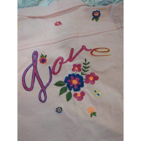 Hannah Banana Girls Pink Flower Embroidered Jean Jacket NWT - Picture 3 of 6